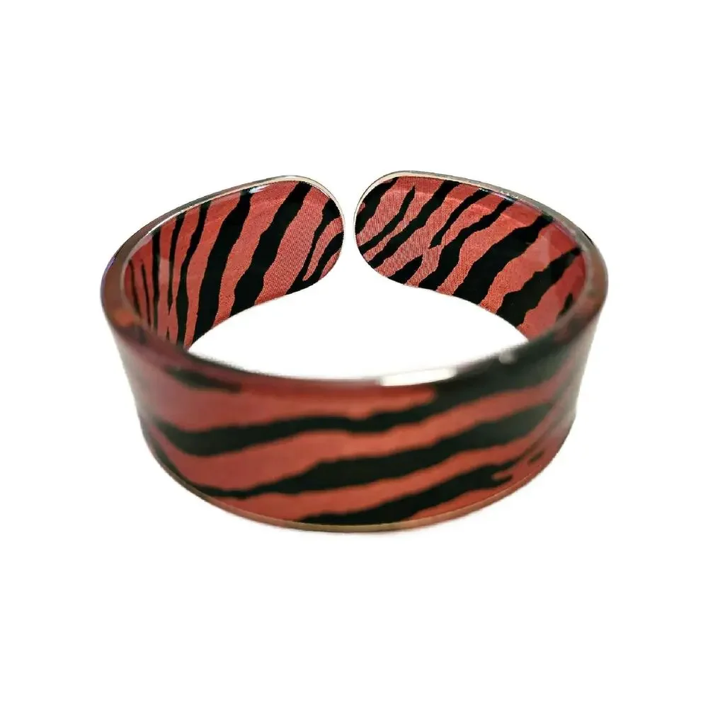 Vintage Y2K Zebra Swirl Lucite Chunky Cuff Bracelet